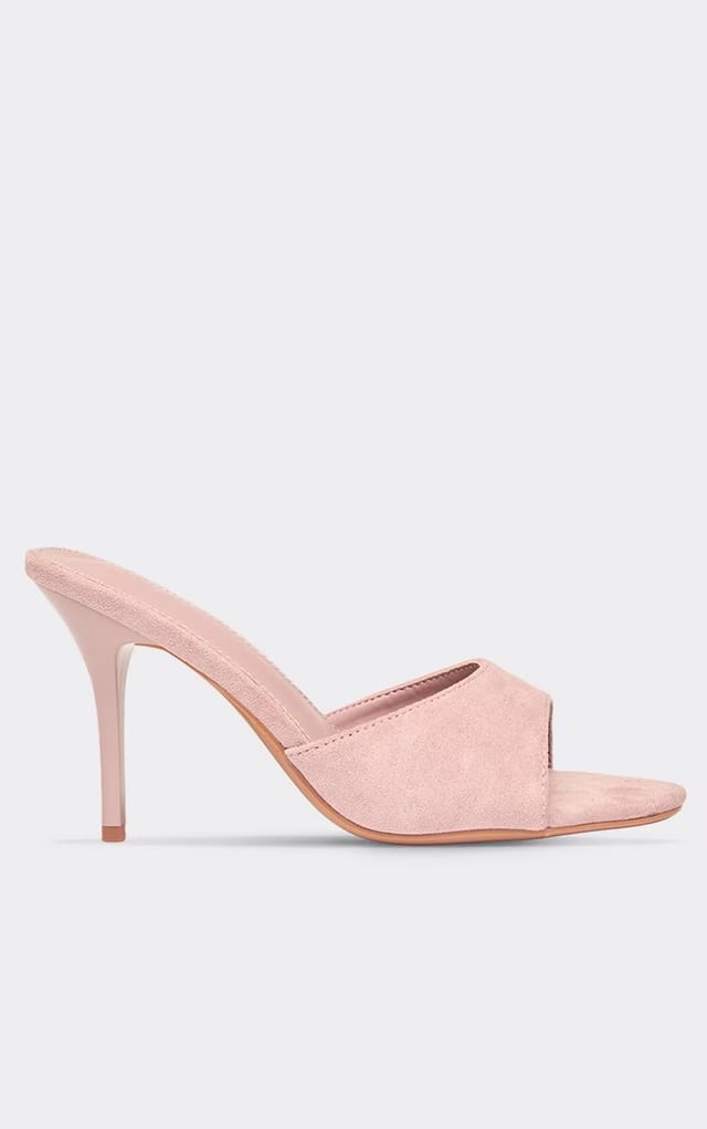 EGO Opie Pointed Peep Toe Heeled Mule In Pink Faux Suede, Women's Size UK 3 - 2