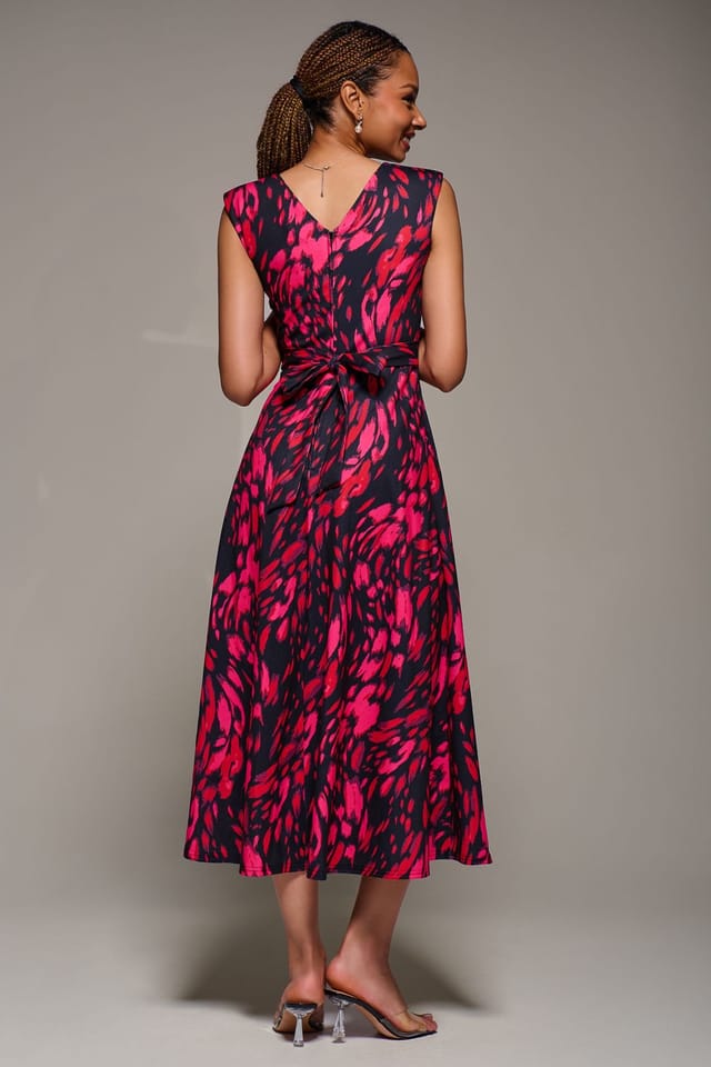 Jolie Moi Jolie Moi Women's V-Neck Fit & Flare Scuba Midaxi Dress - 2