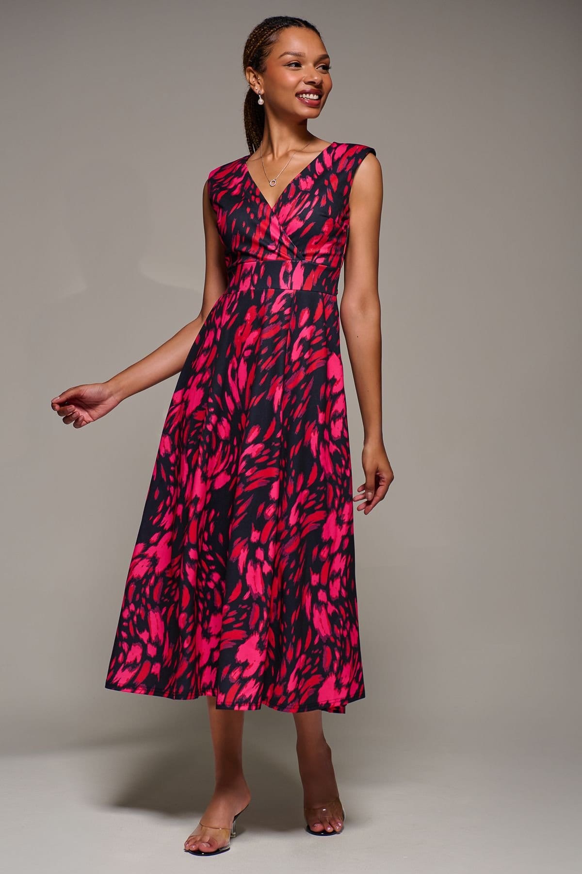 Jolie Moi Jolie Moi Women's V-Neck Fit & Flare Scuba Midaxi Dress - 4