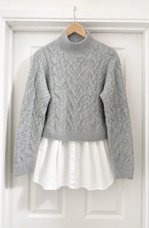 New Look Lovely Women's New Look Grey Cable Knit Knitted Shirt Jumper Top size 14