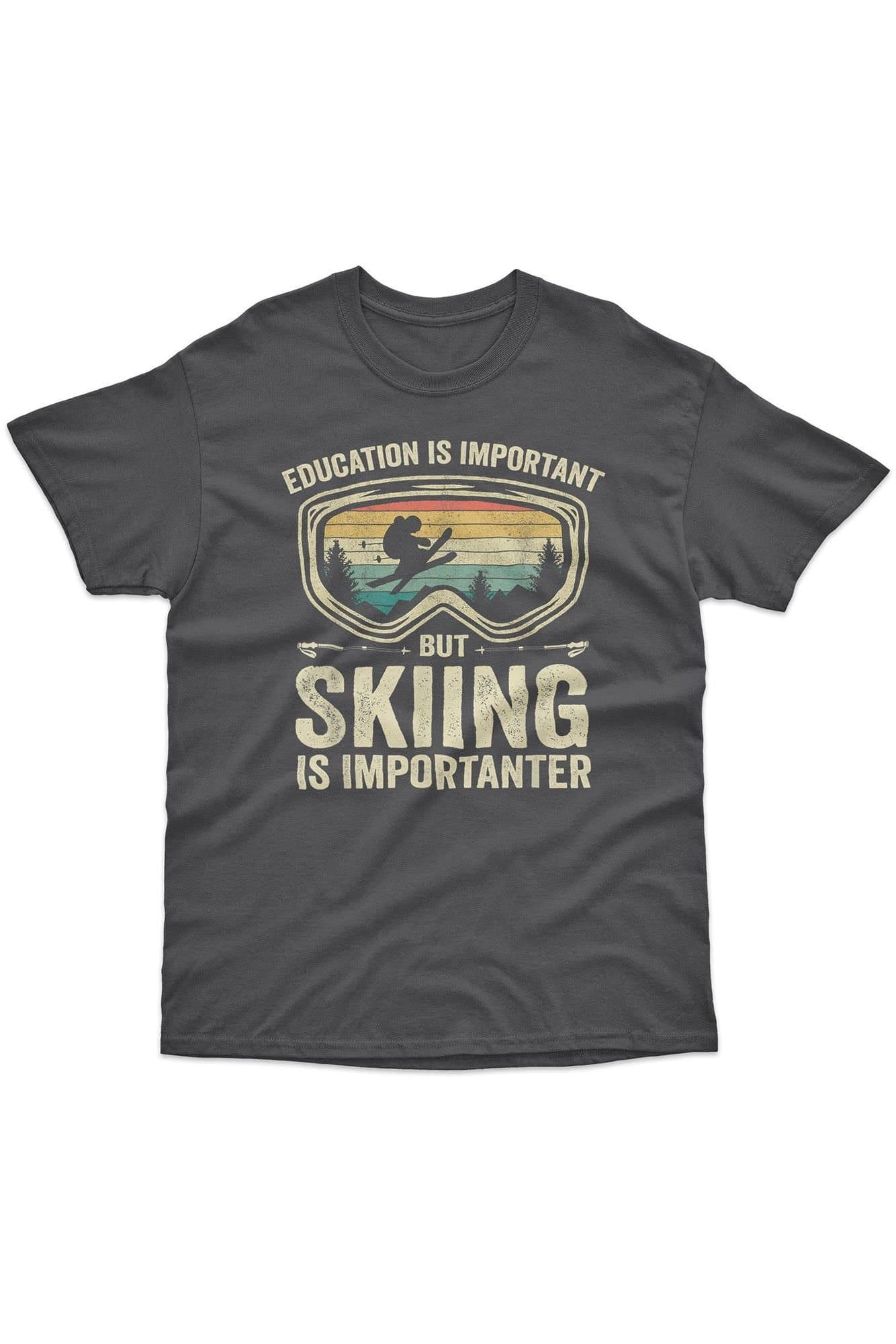 Bad Zebedee Bad Zebedee Men's Skiing Is Importenter T-Shirt in Dark Grey