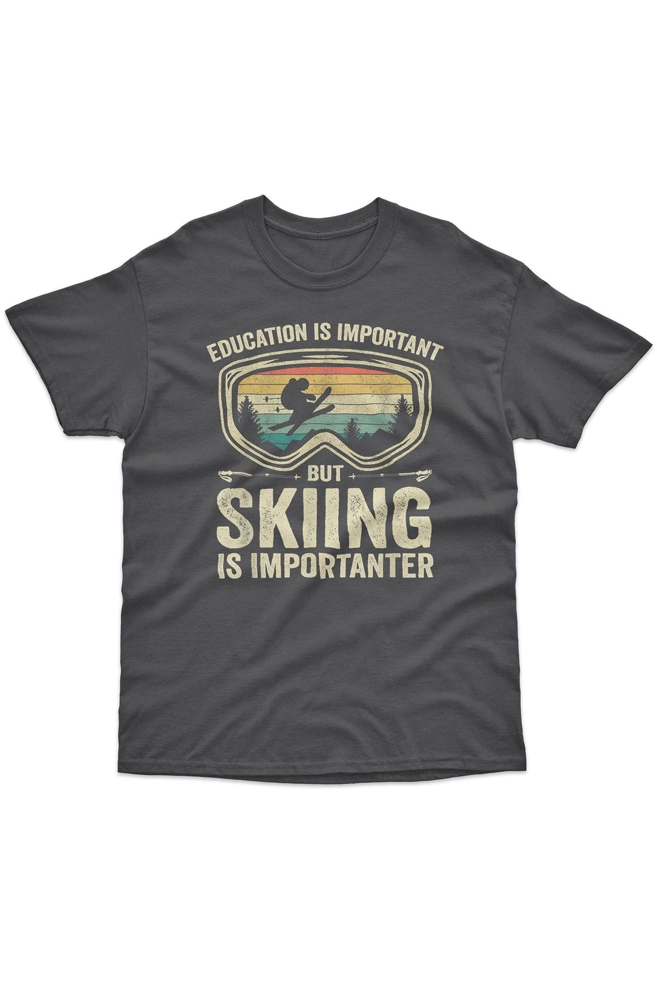 Bad Zebedee Dark Grey Cotton T-Shirt for Skiing