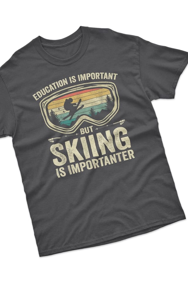 Bad Zebedee Bad Zebedee Men's Skiing Is Importenter T-Shirt in Dark Grey - 2