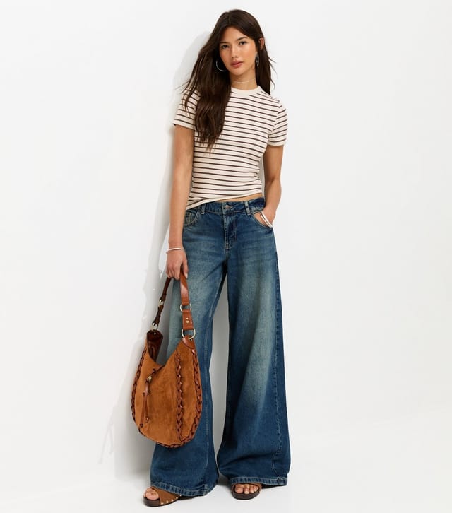 New Look Women's Brown Striped Cotton Rich T-Shirt New Look - 3