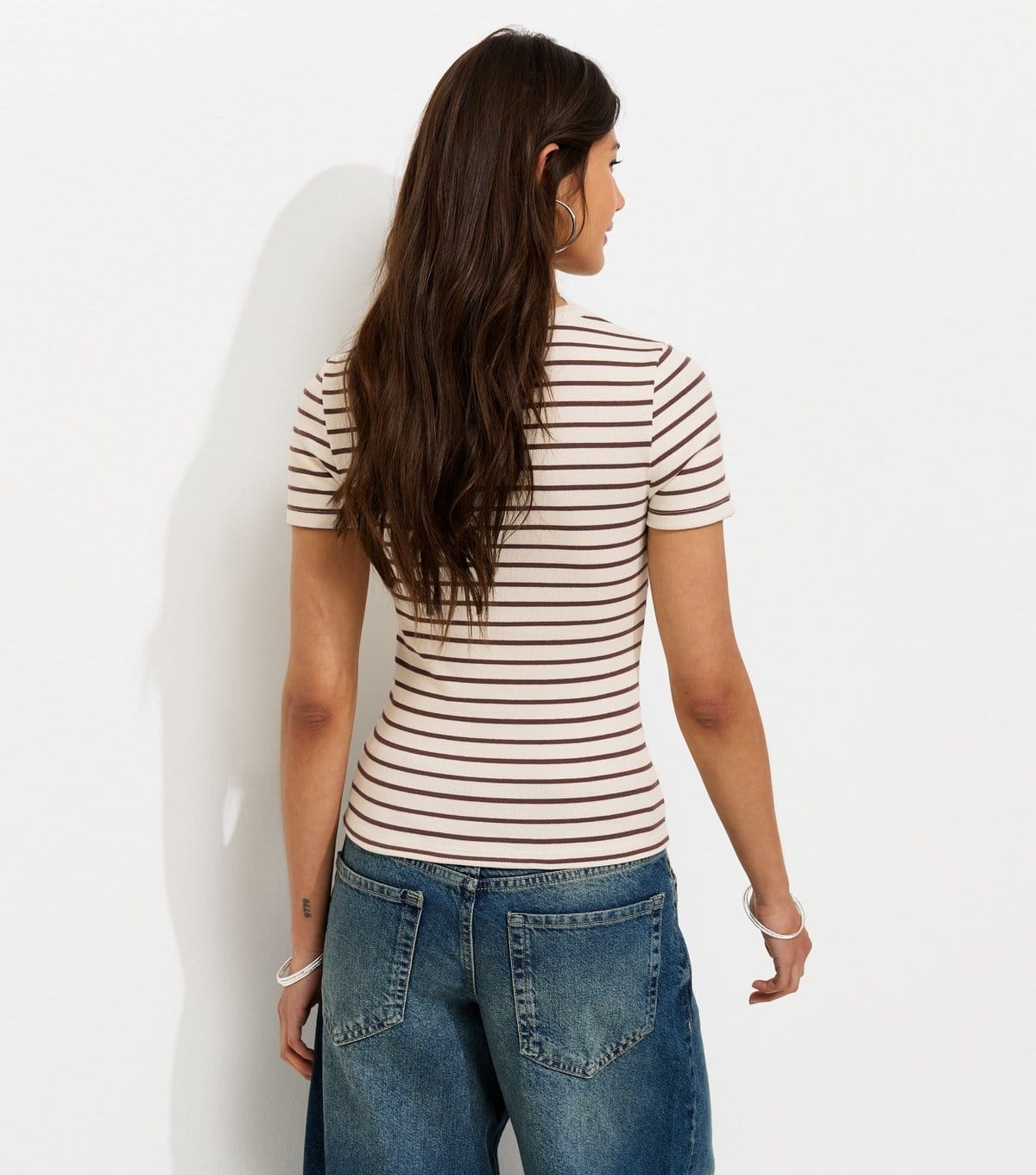 New Look Women's Brown Striped Cotton Rich T-Shirt New Look - 4