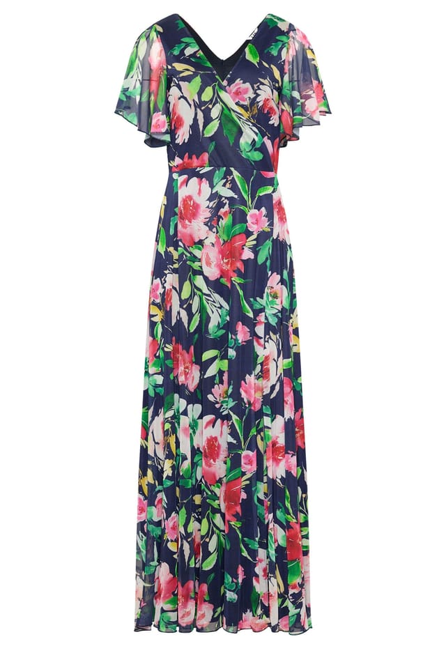 Long Tall Sally Long Tall Sally Women's Tall Floral Mesh Maxi Dress in Dark Navy - 2