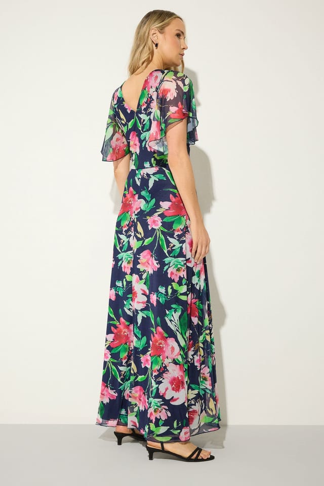 Long Tall Sally Long Tall Sally Women's Tall Floral Mesh Maxi Dress in Dark Navy - 3