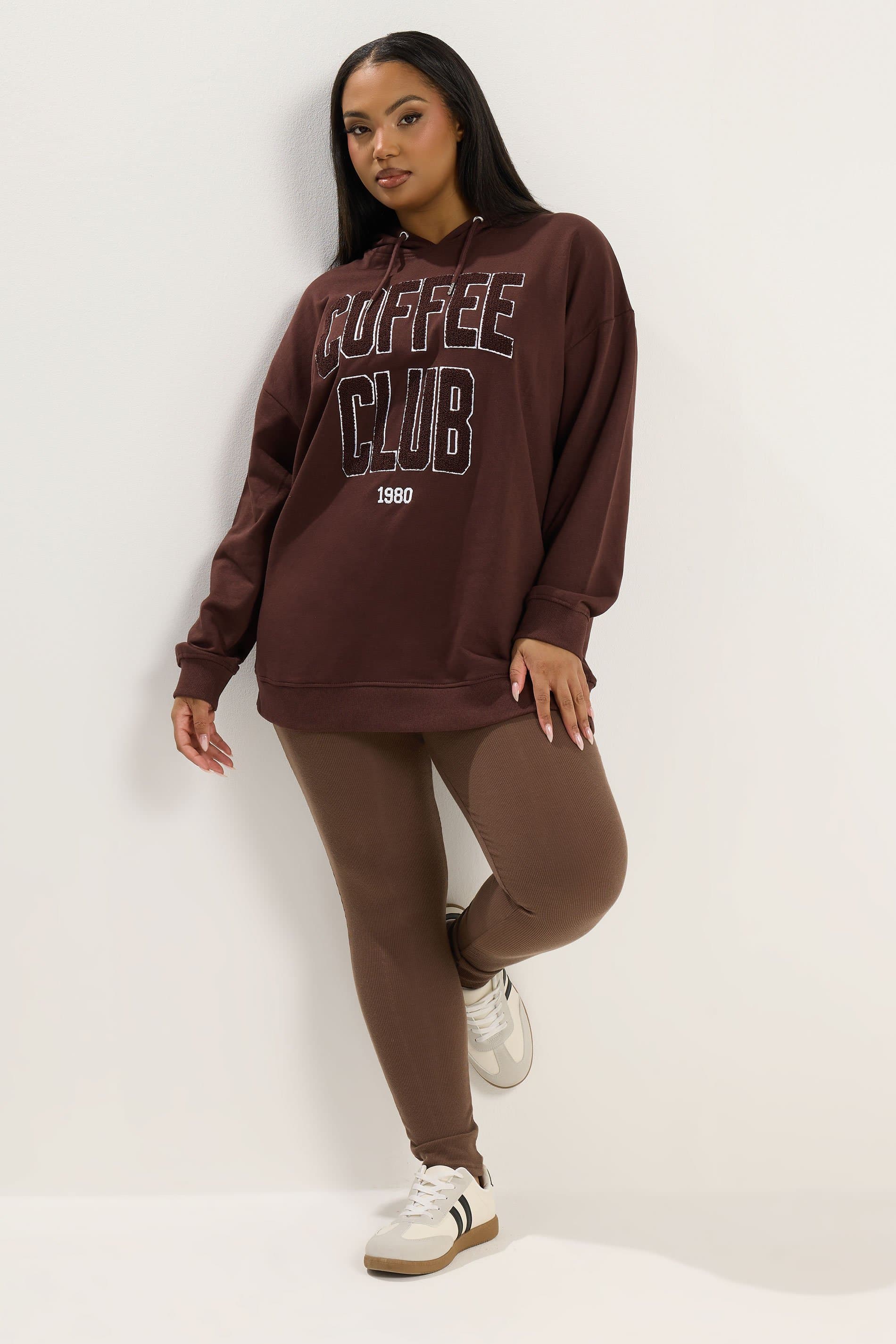 Yours Plus Size Brown Ribbed Leggings