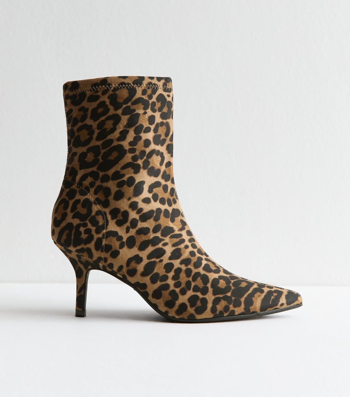 New Look Women's Stone Leopard Print Sock Boots Vegan New Look