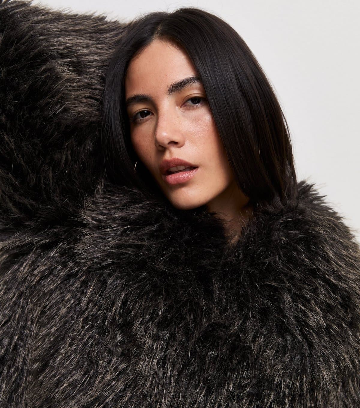 New Look Women's Dark Brown Faux Fur Shaggy Jacket New Look