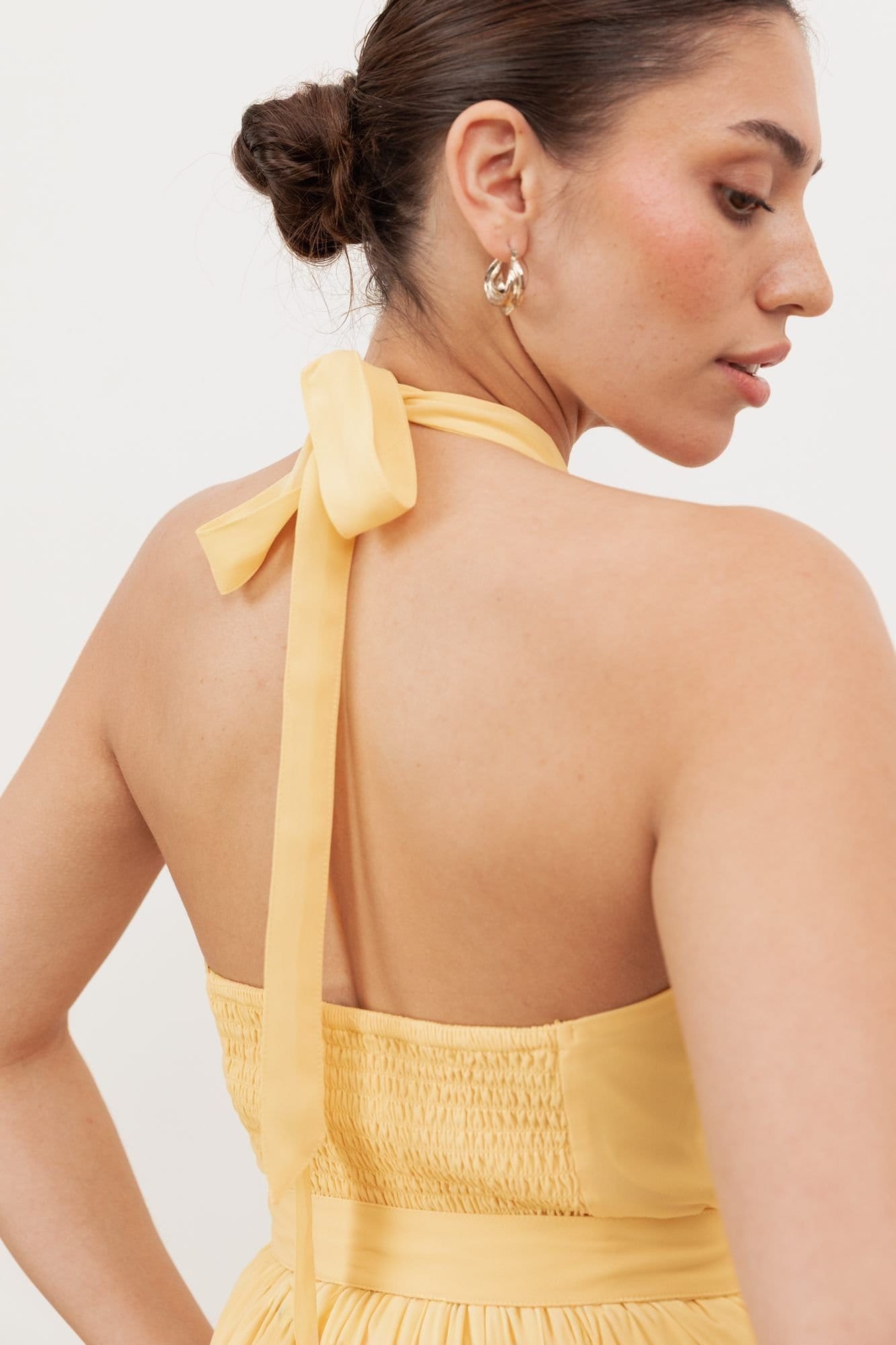 Anaya with Love Anaya with Love Women's Self Tie Halter Neck Maxi Dress in Yellow - 4