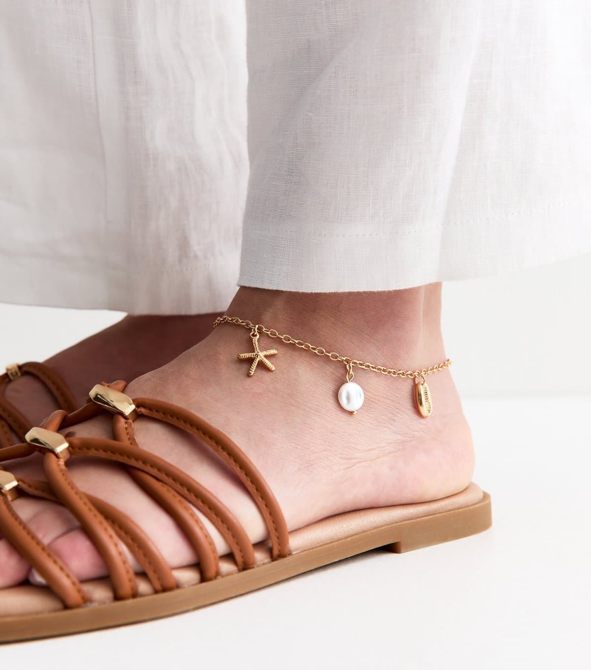 New Look New Look Gold Tone Multi Charm Anklet Bracelet