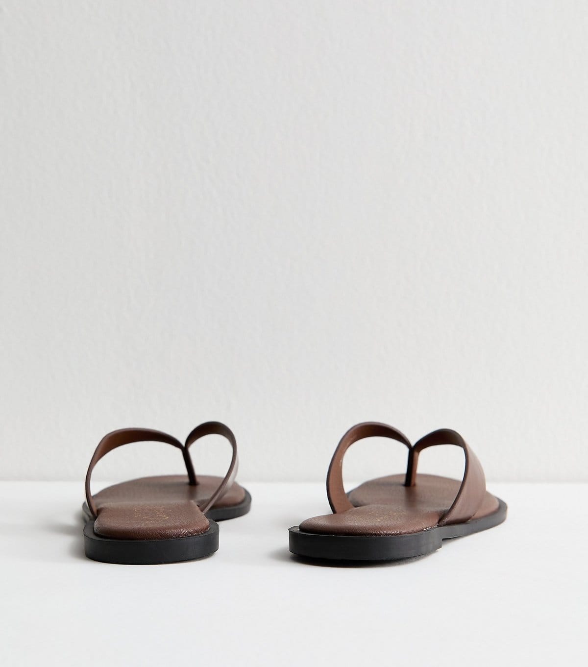 New Look Women's Dark Brown Faux Leather Toe Post Sandals Vegan New Look - 4