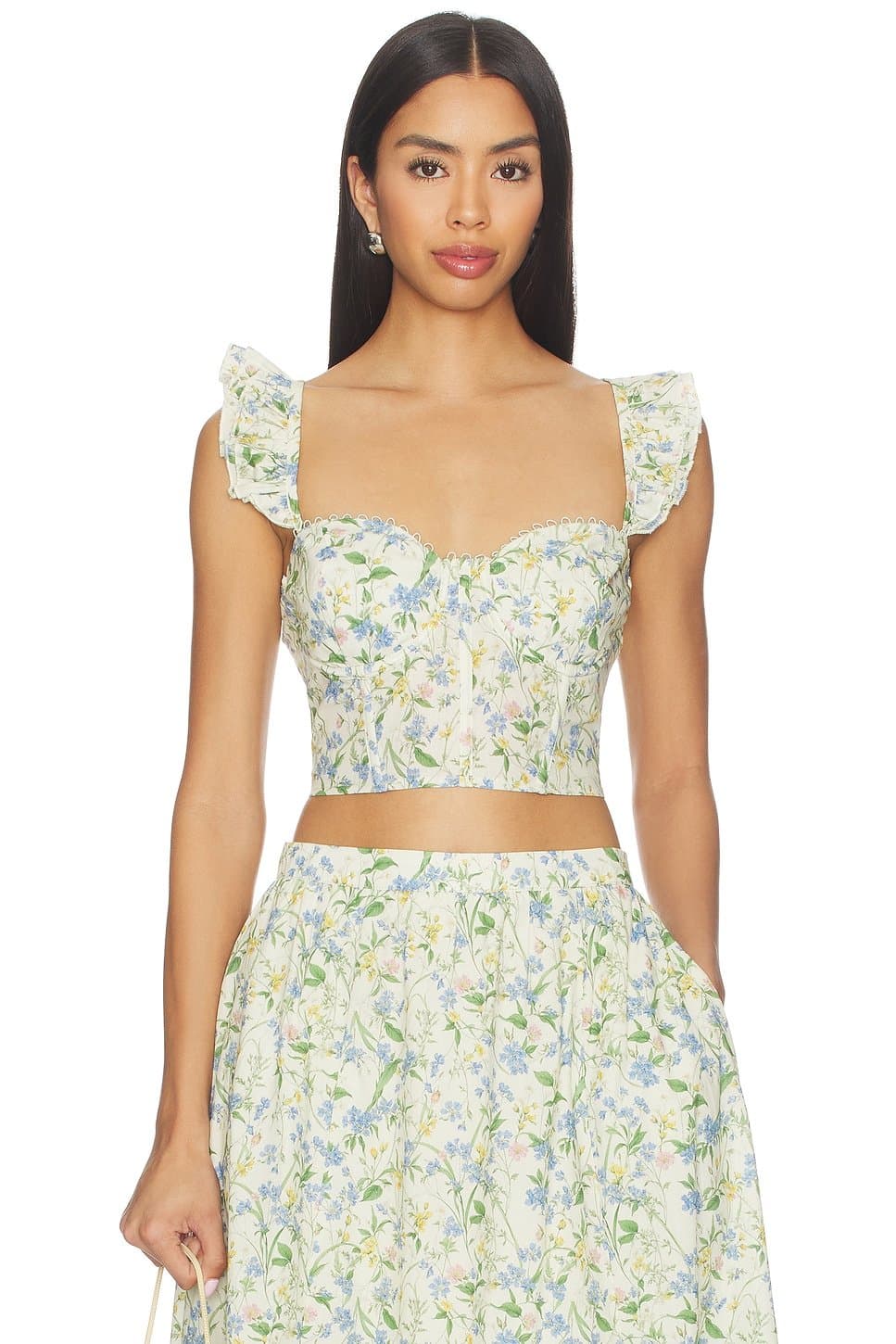 revolve Revolve ASTR Floral Crop Top in Blue Green Multi