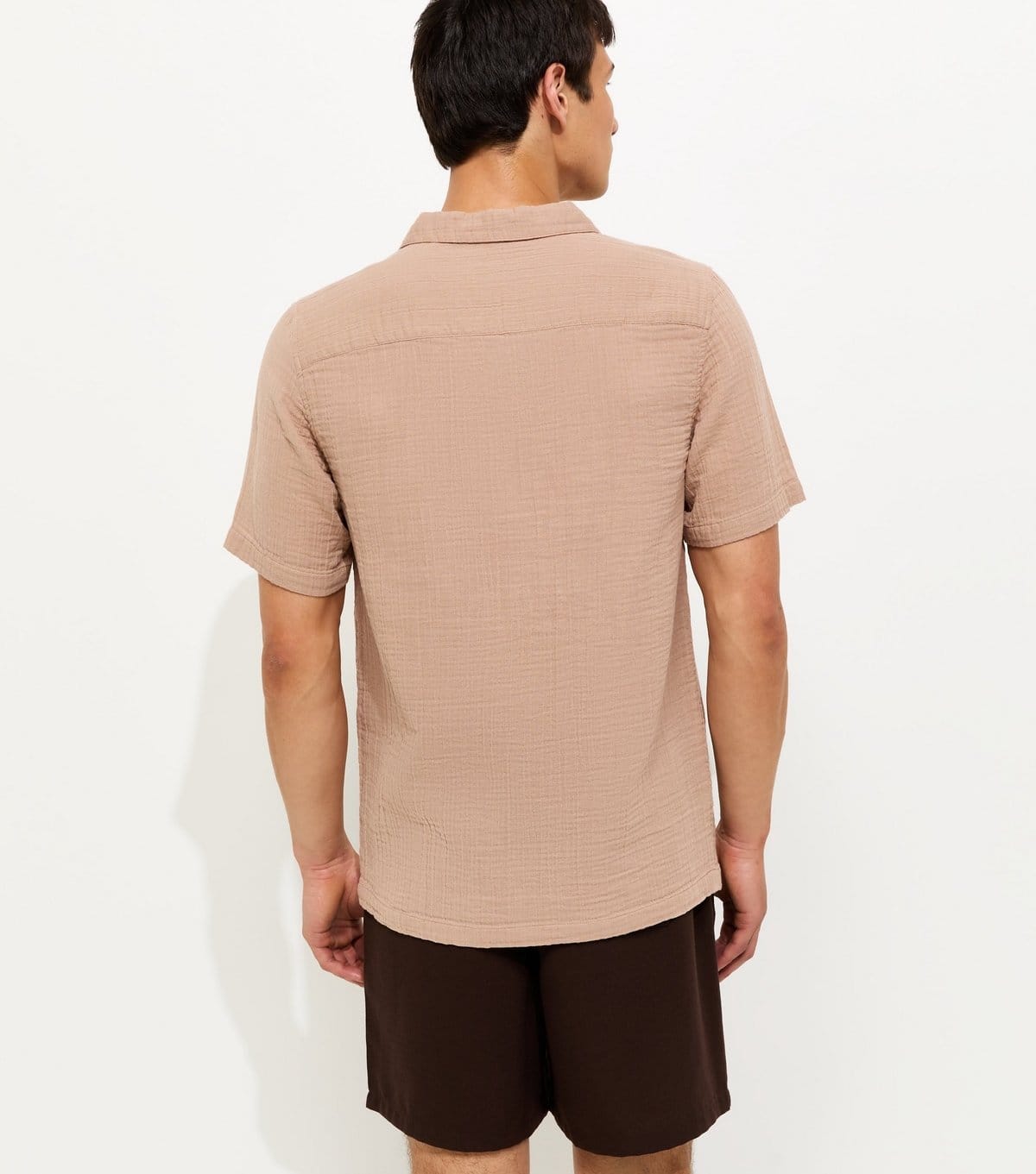 New Look Men's Stone Regular Cotton Short Sleeve Revere Shirt New Look - 4