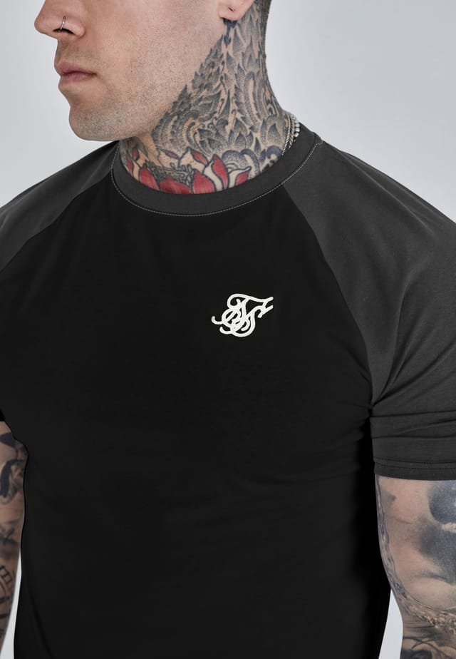 SikSilk SikSilk Men's Raglan T-Shirt in Black - 2