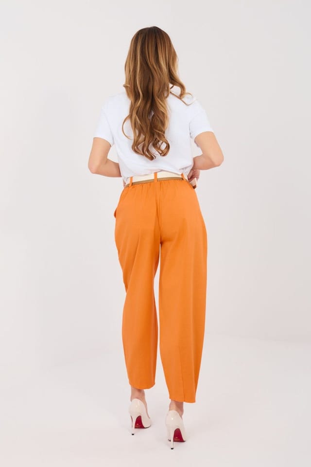 Love Lace Love Lace Women's High Waist Cotton Elastane Carrot Trousers in Orange - 3