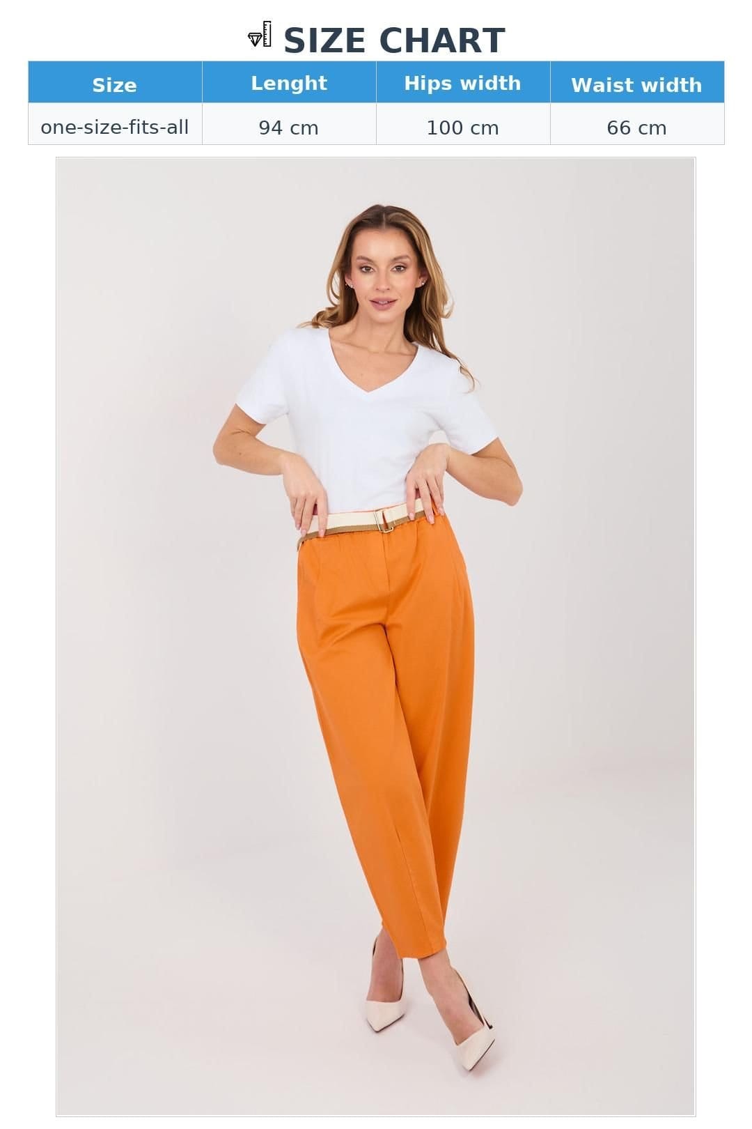 Love Lace Love Lace Women's High Waist Cotton Elastane Carrot Trousers in Orange - 4
