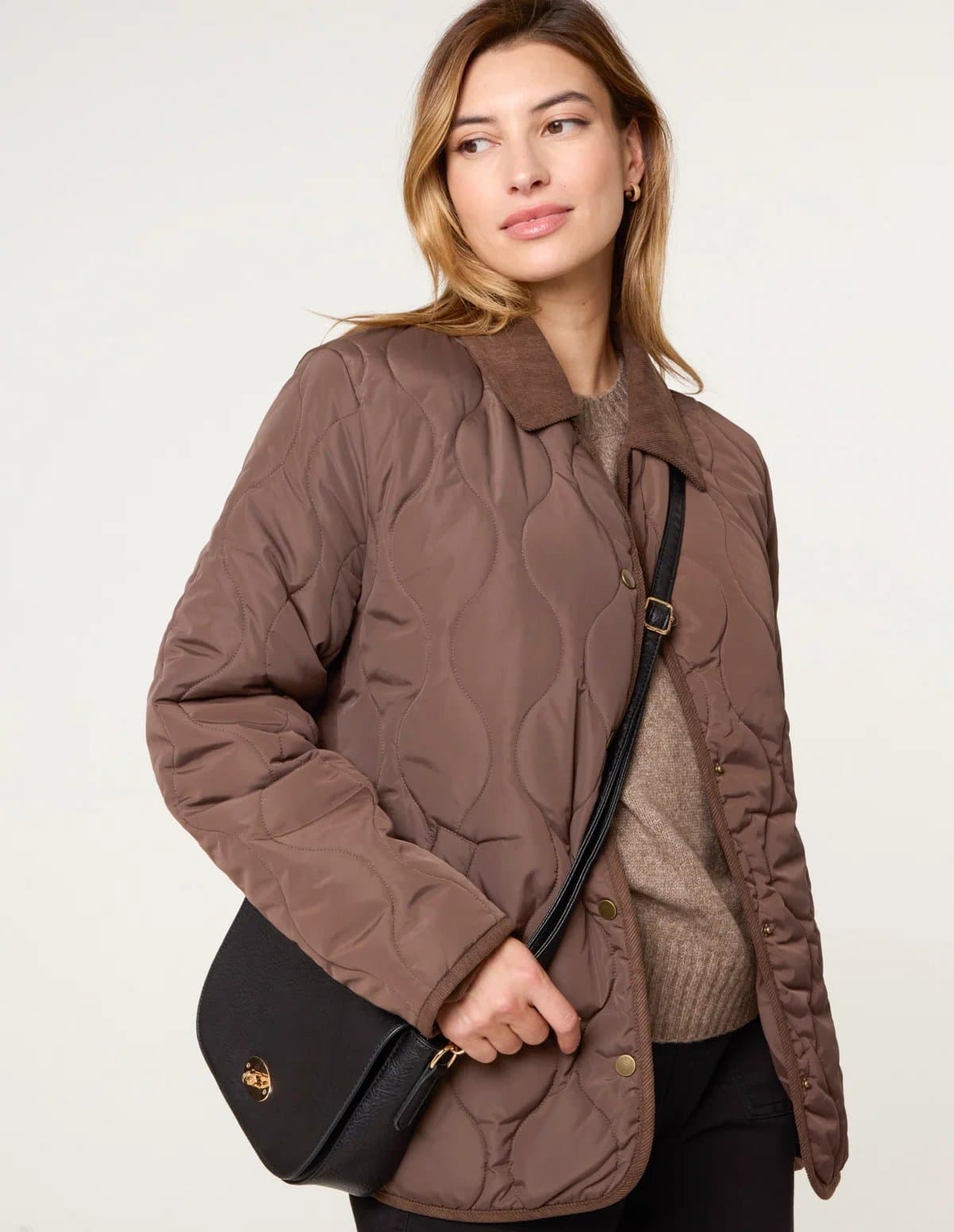Blue Vanilla Quilted Cord Collar Coat