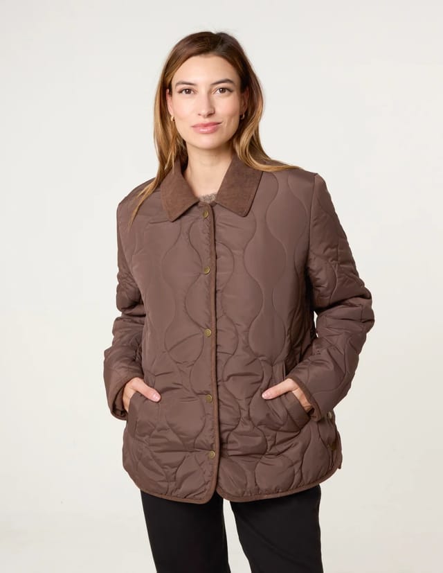 Blue Vanilla Quilted Cord Collar Coat - 2