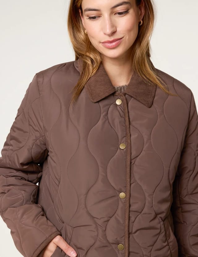 Blue Vanilla Quilted Cord Collar Coat - 3