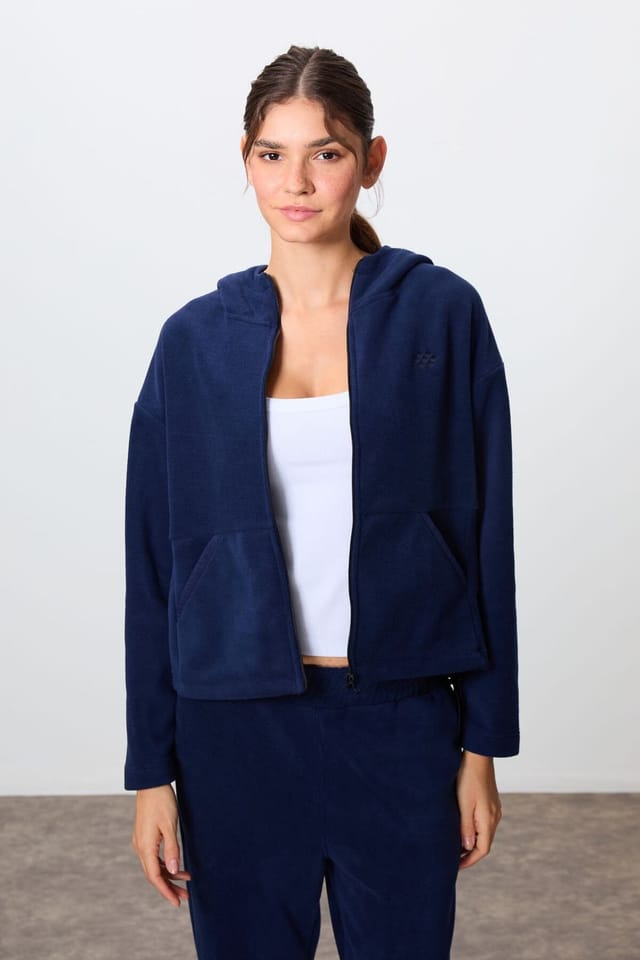 Tommy Life Tommy Life Women's Oversized Hooded Zipper Tracksuit Set in Navy - 2