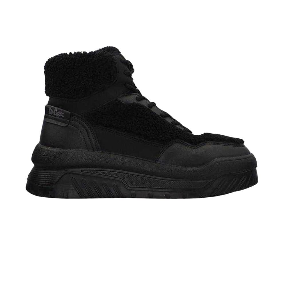 Lee Cooper Lee Cooper Women's Logo Side Zip Trainers In Black Faux Fur