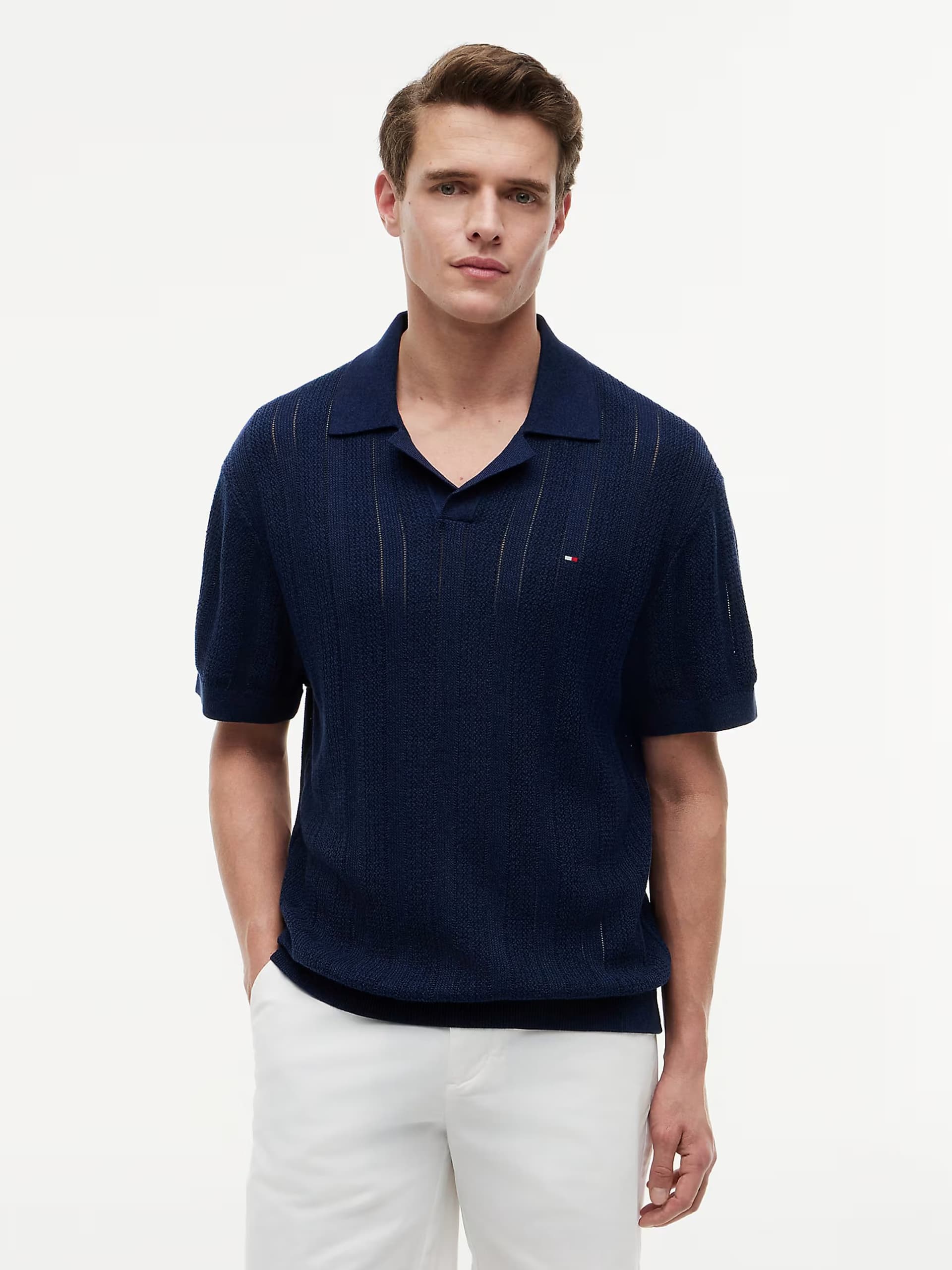 ASOS Tommy Hilfiger Dark Blue Pointelle Polo Shirt