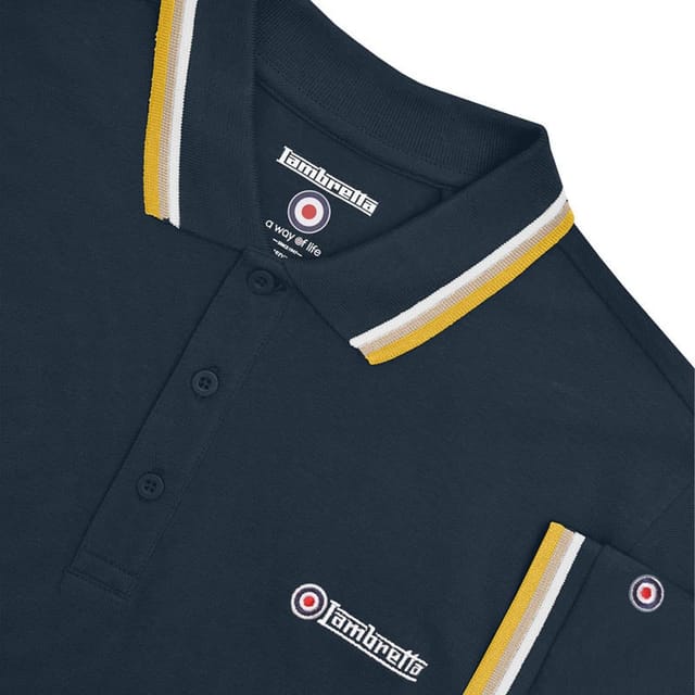 Lambretta Lambretta Men's Triple Tipped Polo Shirt in Navy - 3