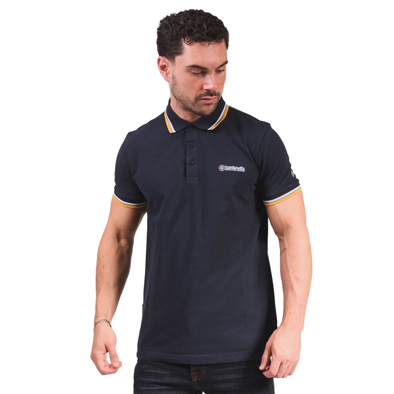 Lambretta Lambretta Men's Triple Tipped Polo Shirt in Navy - 4