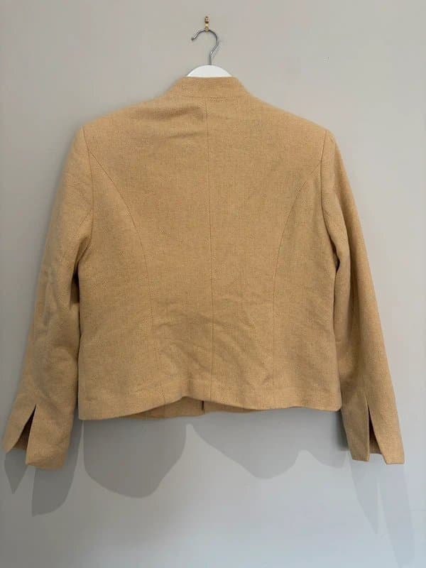 Apart Vintage 90s Apart Impressions Wool Blend Herringbone Blazer Jacket UK 14 Beige Smart Tailored