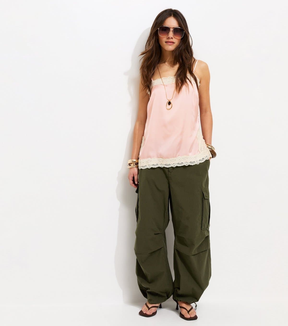 New Look Women's Petite Dark Khaki Cotton Cargo Trousers New Look