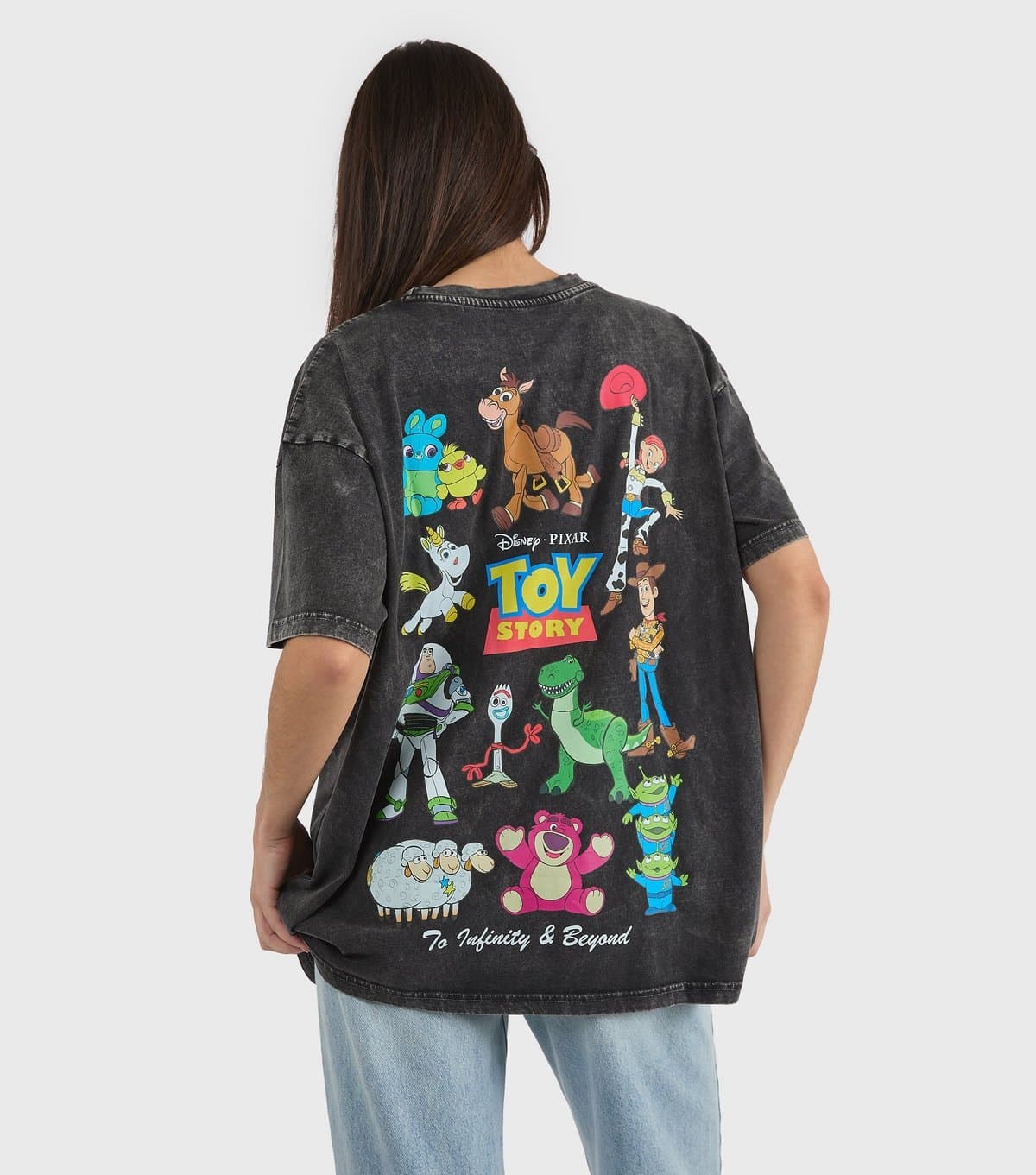 Skinnydip Women's Grey Cotton Toy Story Acid Wash T-Shirt Skinnydip New Look