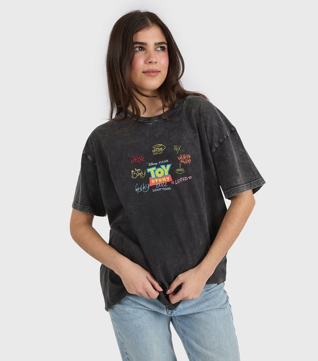 Skinnydip Women's Grey Cotton Toy Story Acid Wash T-Shirt Skinnydip New Look - 2
