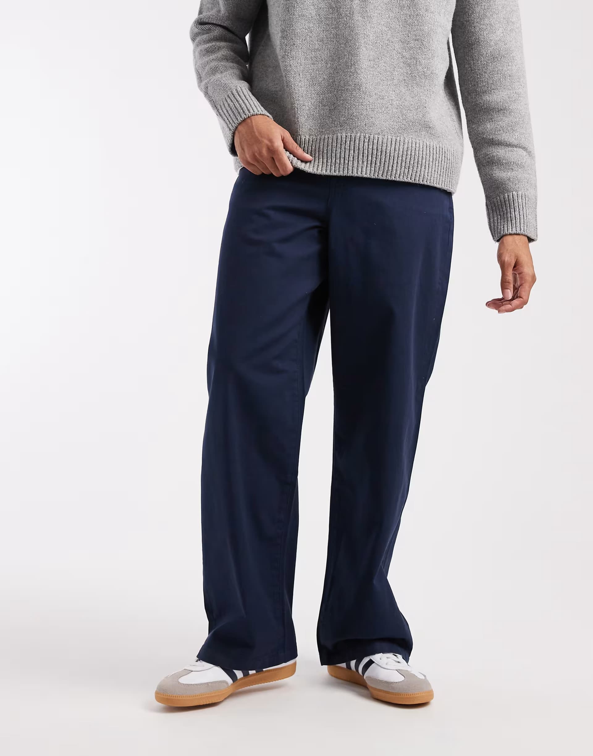 ASOS ASOS DESIGN baggy trousers in navy with belt
