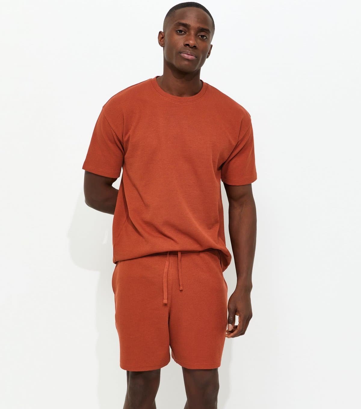 New Look Men's Brown Regular Waffle Texture Shorts New Look