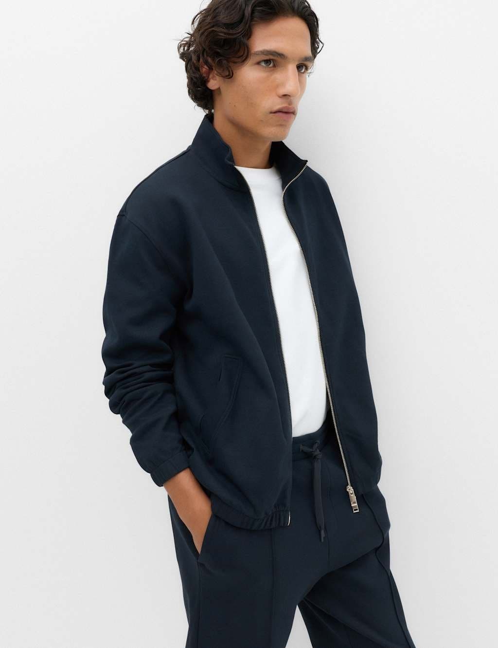 Marks & Spencer M&S Ultimate Cotton Rich Full Zip Sweatshirt Navy