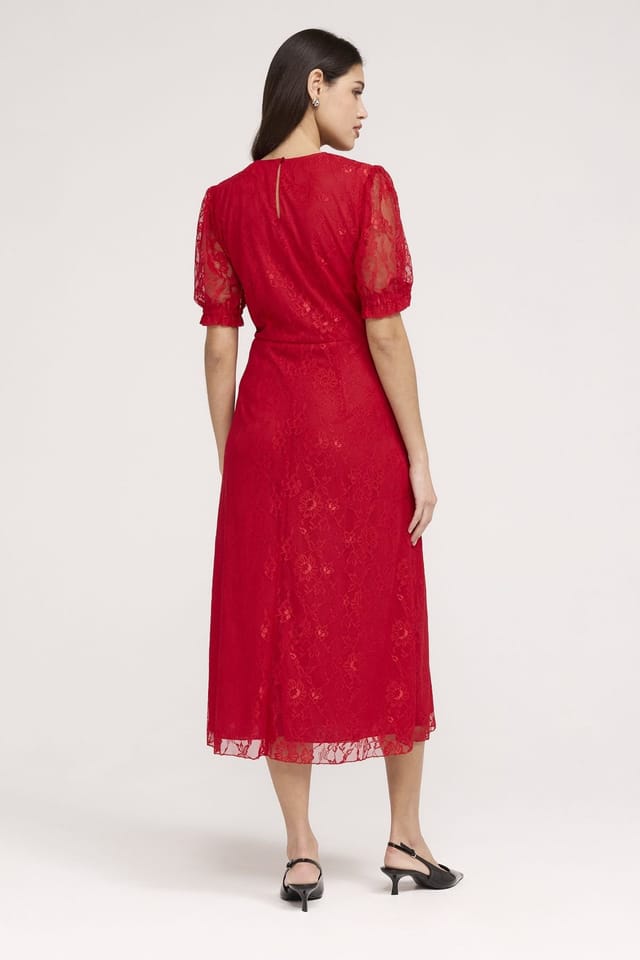 Finery London Finery London Women's Mela Lace Midi Dress in Red - 3