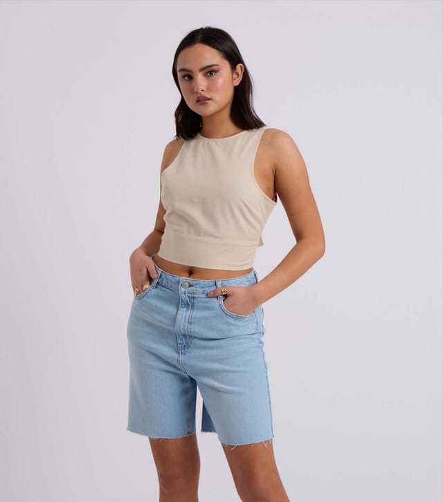 Urban Bliss Women's Stone Linen-Blend Tie Back Top Urban Bliss New Look - 2