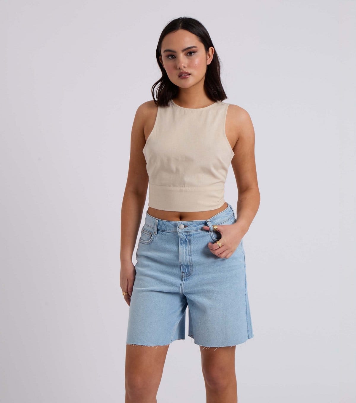 Urban Bliss Women's Stone Linen-Blend Tie Back Top Urban Bliss New Look - 4