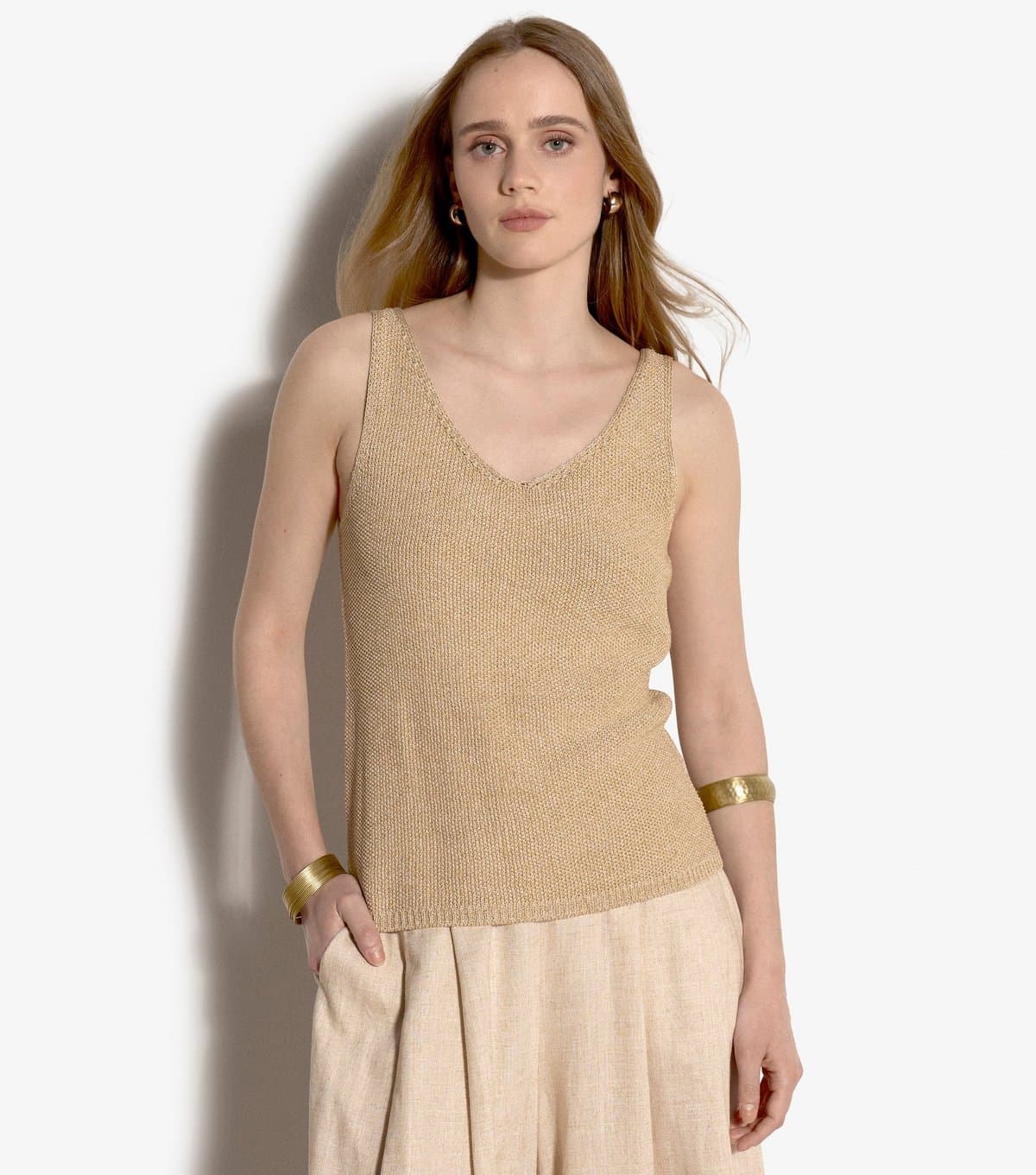 Apricot Apricot Dark Yellow Sparkle Knit Cami Top