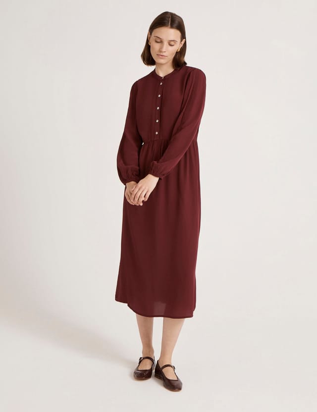Finery London Finery London Women's Jasmine Lace Trim Crepe Midi Dress in Aubergine - 2