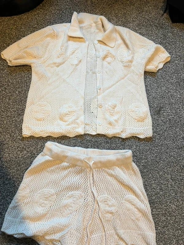 Shein Shein musera crochet button up top and shorts