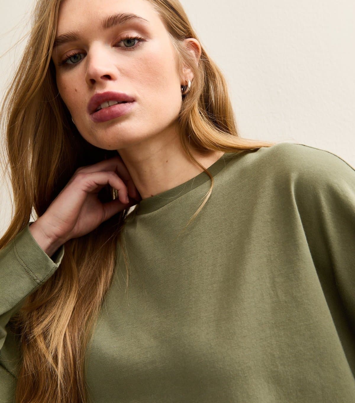 New Look New Look Dark Khaki Heavyweight Cotton Long Sleeve T-Shirt