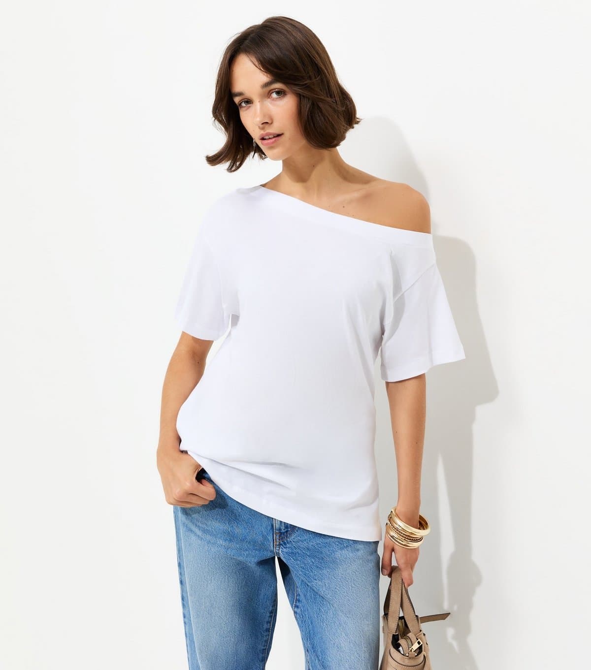 New Look New Look White Off The Shoulder T-Shirt