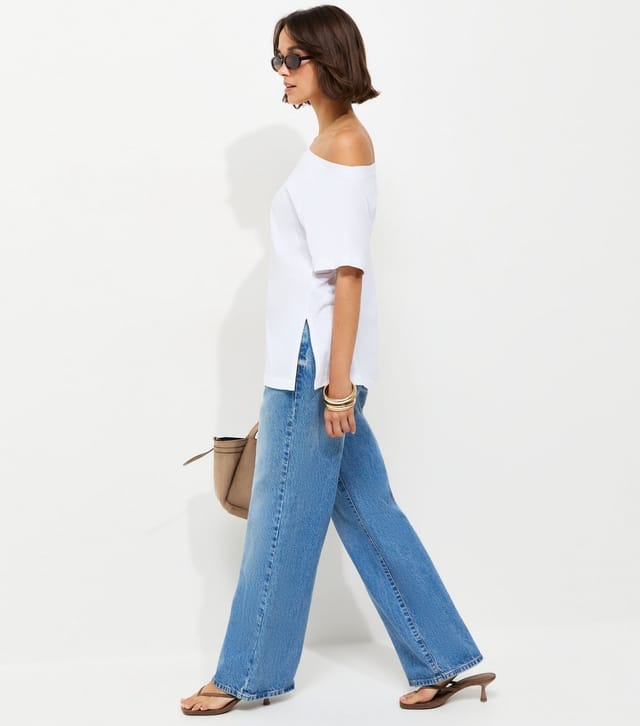 New Look Women's White Off The Shoulder T-Shirt New Look - 3