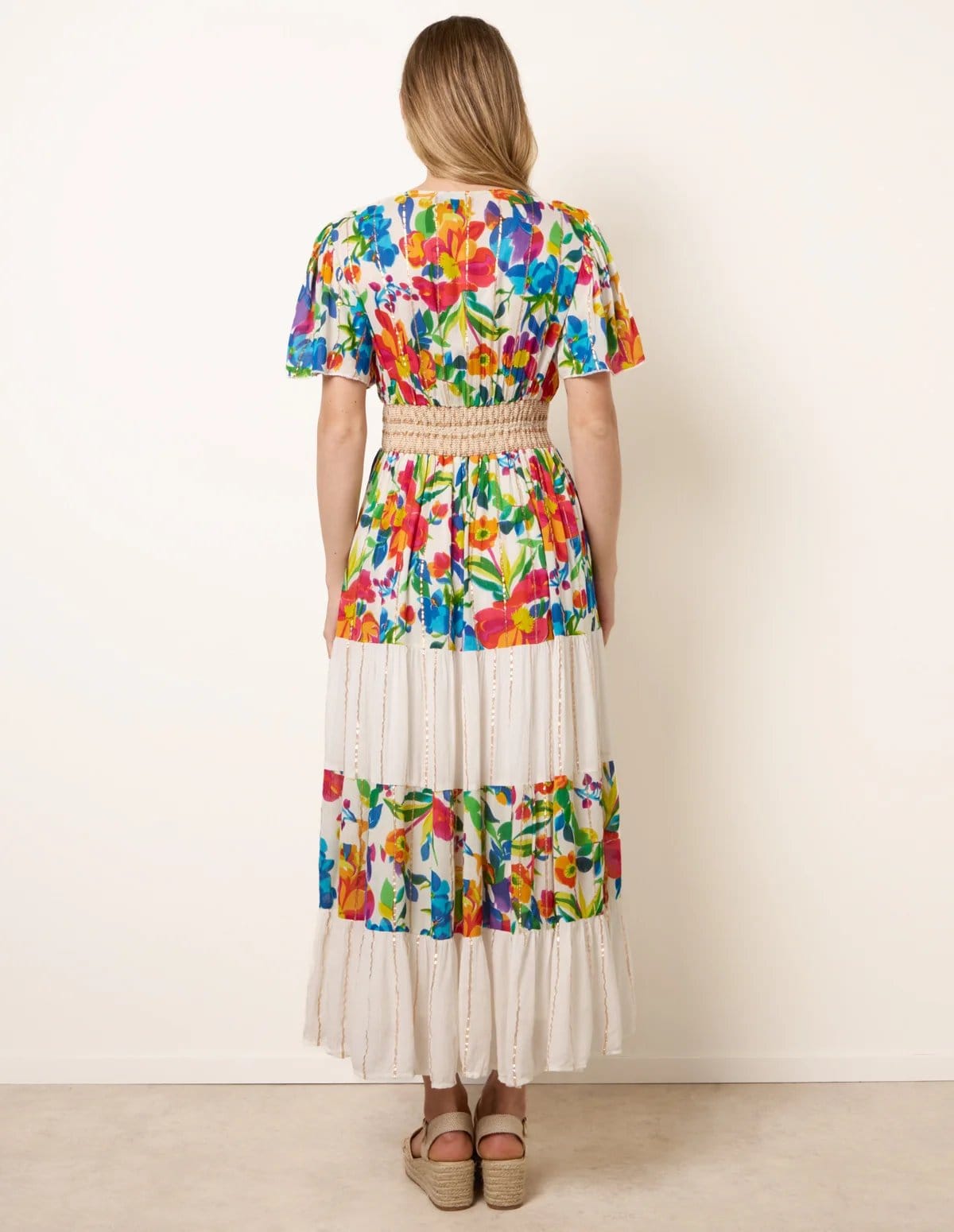 Blue Vanilla Bright Print Tiered Dress - 4