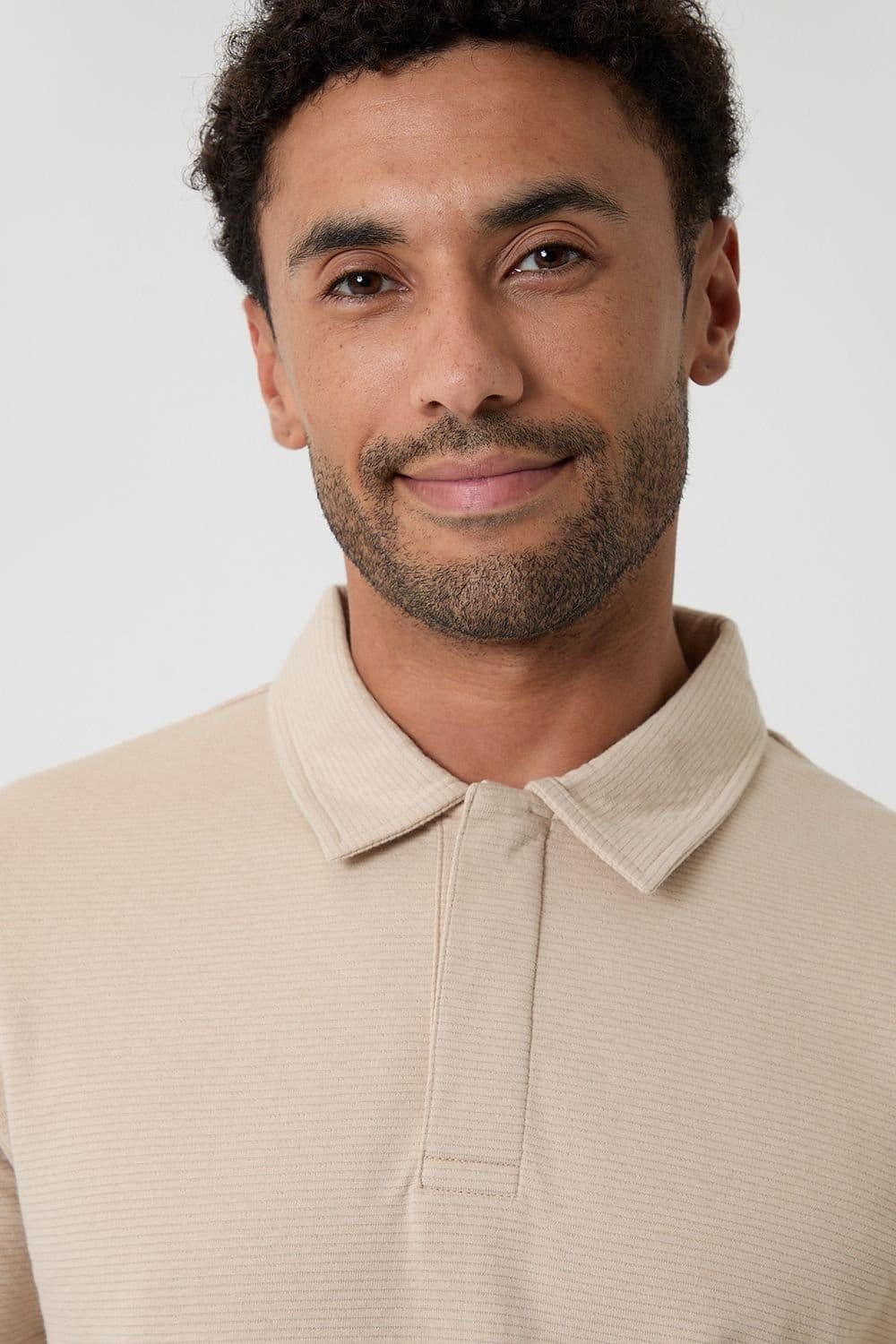 Threadbare Threadbare Men's Textured Cotton Rich Polo Shirt in Stone - 4