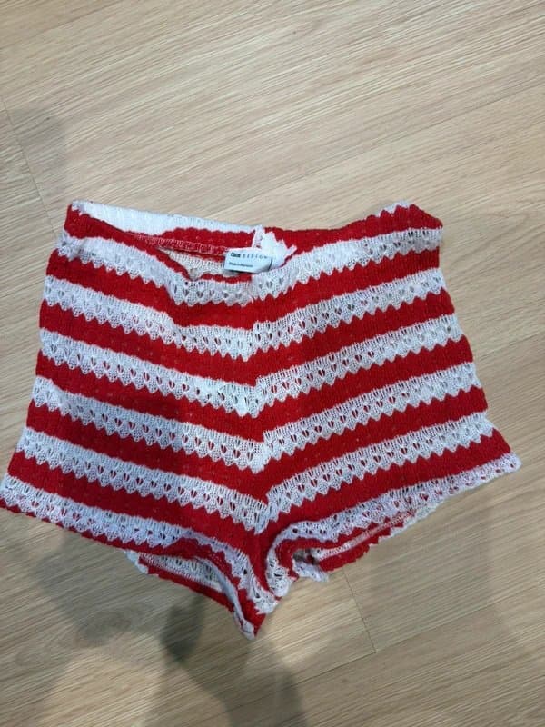 ASOS Red and white crochet shorts