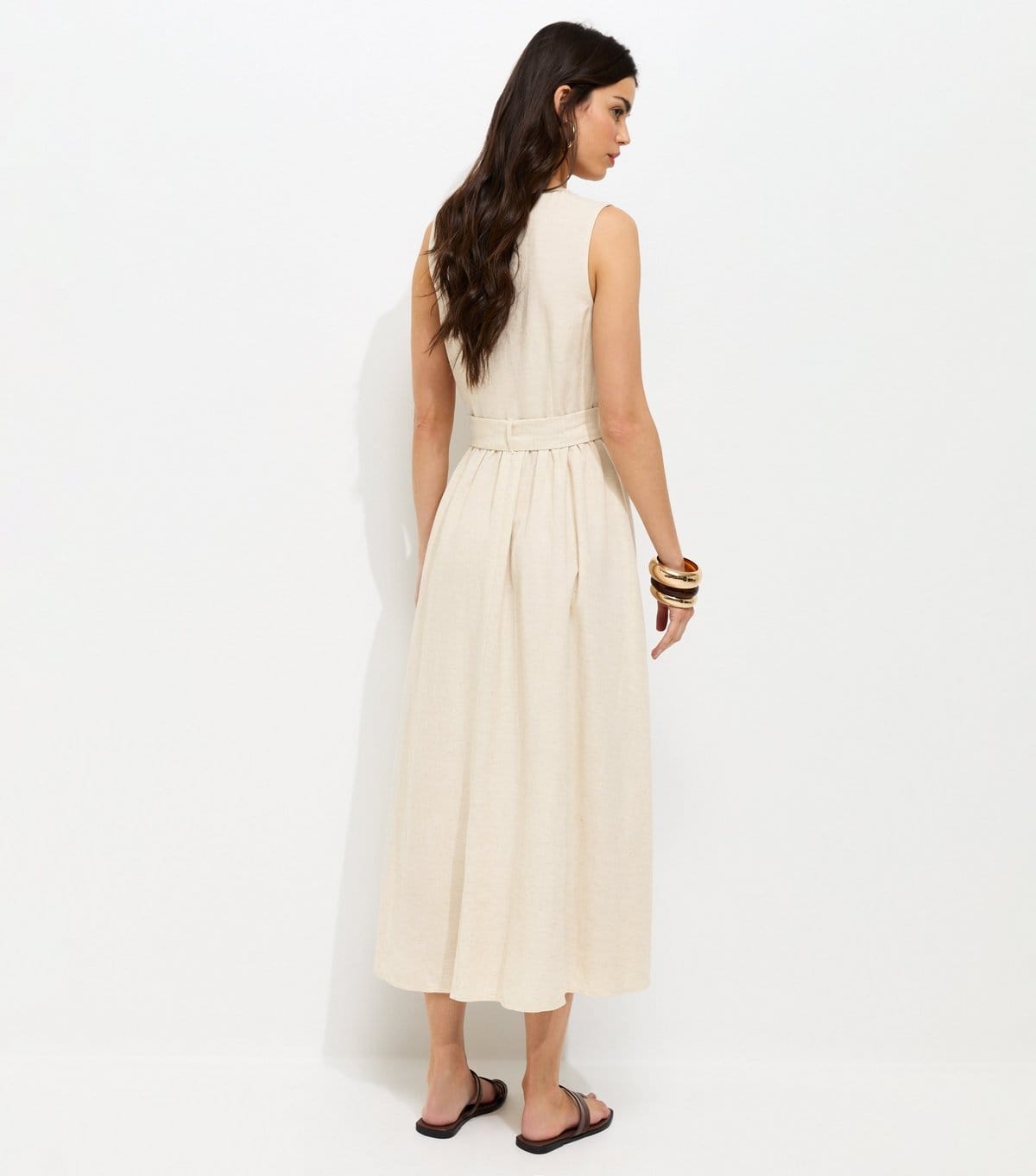 New Look Women's Stone Sleeveless Button Through Midi Dress New Look - 4